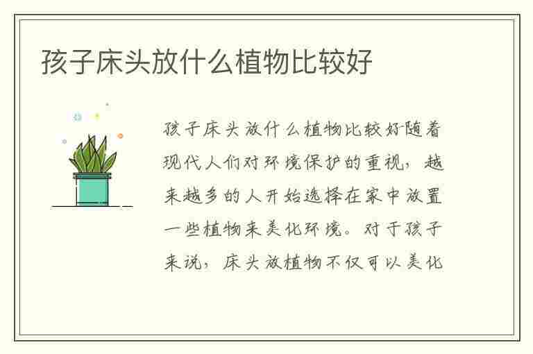 孩子床头放什么植物比较好(孩子床头放什么植物比较好呢)